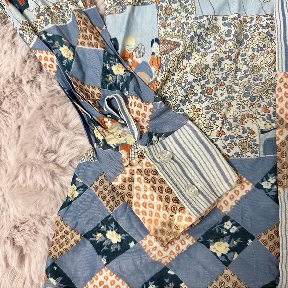 Vintage Patterned Eclectic Get Together/Family Dinner Button Up Collared Blouse - Picture 2 of 10